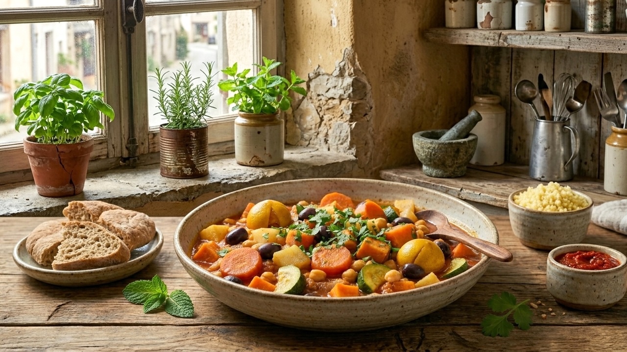 Tajine de légumes marocains aux pois chiches et épices