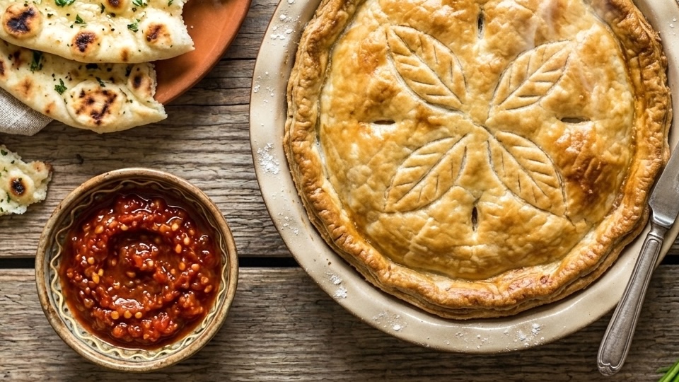 Tourtière Anti-Capitaliste — tarte à la croûte dorée et croustillante, garniture de lentilles et champignons aux épices kebakoisess